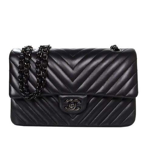 Chanel So Black Classic Double Flap Chevron .